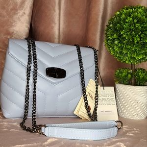 LAST CHANCE*NWTDivina Firenze Italian Leather Powder Blue Shoulder or Crossbody